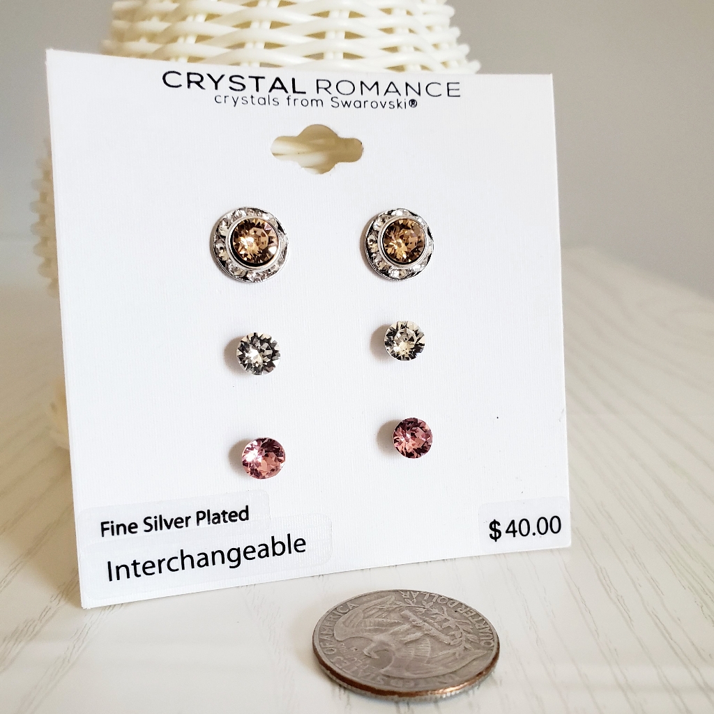 Set Of 3 Earring Pairs With Swarovski Nwt